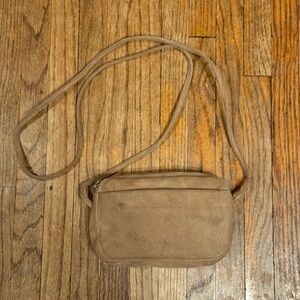 Baggu Tan Suede Leather Crossbody Purse